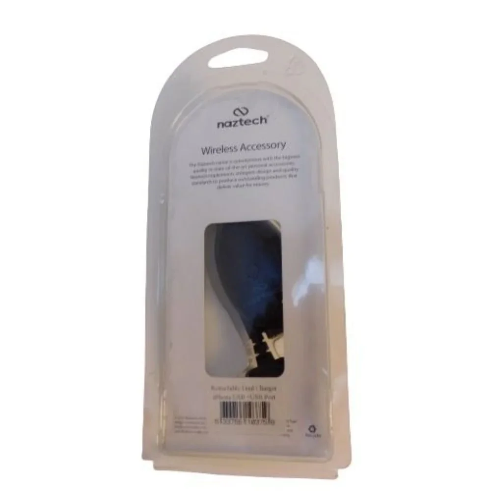 Naztech Retractable 30 Pin Charger with USB Charging Port for iPhone 4/4S iPad 4